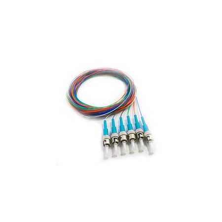 Cable Wholesale Fiber Pigtail, MM, OM4, 6 Fiber, ST/PC, 3M, Aqua Boot 15F1-51006